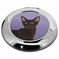 Chocolate Havana Cat Make-Up Round Compact Mirror