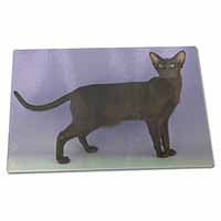 Large Glass Cutting Chopping Board Chocolate Havana Cat