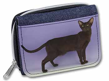 Chocolate Havana Cat Unisex Denim Purse Wallet