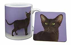 Chocolate Havana Cat Mug and Coaster Set