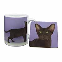Chocolate Havana Cat Mug and Coaster Set