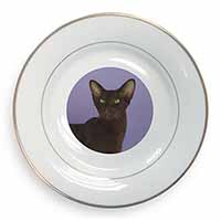 Chocolate Havana Cat Gold Rim Plate Printed Full Colour in Gift Box