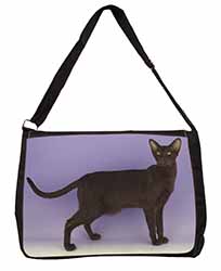 Chocolate Havana Cat Large Black Laptop Shoulder Bag School/College