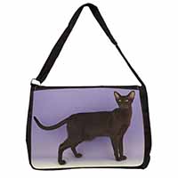 Chocolate Havana Cat Large Black Laptop Shoulder Bag School/College