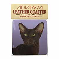 Chocolate Havana Cat Single Leather Photo Coaster