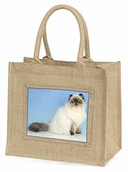 Himalayan Cat Natural/Beige Jute Large Shopping Bag