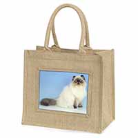 Himalayan Cat Natural/Beige Jute Large Shopping Bag