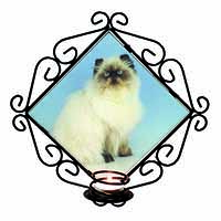 Himalayan Cat Wrought Iron Wall Art Candle Holder