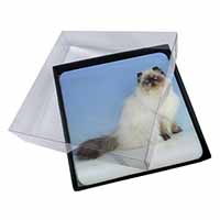 4x Himalayan Cat Picture Table Coasters Set in Gift Box