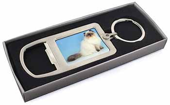 Himalayan Cat Chrome Metal Bottle Opener Keyring in Box