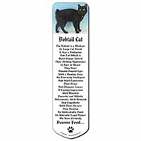 Cute Black Bobtail Cat Bookmark, Book mark, Printed full colour