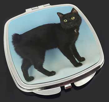Cute Black Bobtail Cat Make-Up Compact Mirror