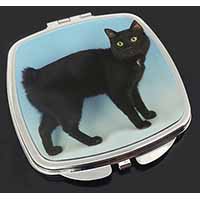 Cute Black Bobtail Cat Make-Up Compact Mirror