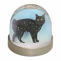 Cute Black Bobtail Cat Snow Globe Photo Waterball