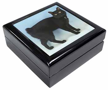 Cute Black Bobtail Cat Keepsake/Jewellery Box