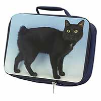 Cute Black Bobtail Cat Navy Insulated School Lunch Box/Picnic Bag