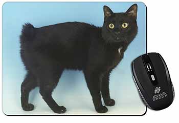 Cute Black Bobtail Cat Computer Mouse Mat