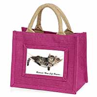 Cats in Hammock Retirement Gift Little Girls Small Pink Jute Shopping Bag