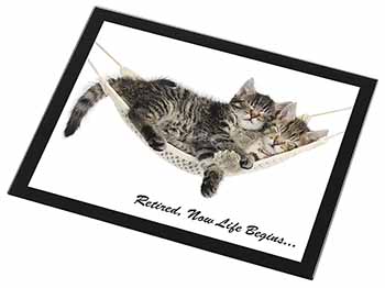 Cats in Hammock Retirement Gift Black Rim High Quality Glass Placemat