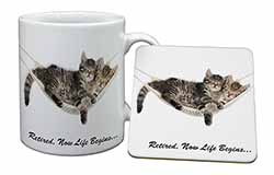 Cats in Hammock Retirement Gift Mug and Coaster Set