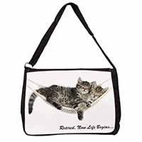 Cats in Hammock Retirement Gift Large Black Laptop Shoulder Bag School/College