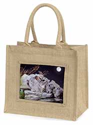 South American Chinchillas Natural/Beige Jute Large Shopping Bag