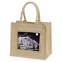 South American Chinchillas Natural/Beige Jute Large Shopping Bag