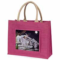 South American Chinchillas Large Pink Jute Shopping Bag