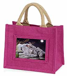South American Chinchillas Little Girls Small Pink Jute Shopping Bag