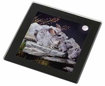 South American Chinchillas Black Rim High Quality Glass Coaster