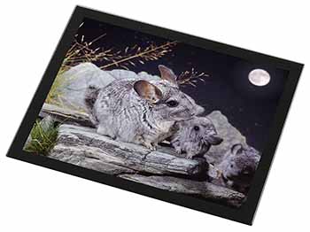 South American Chinchillas Black Rim High Quality Glass Placemat