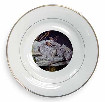 South American Chinchillas Gold Rim Plate Printed Full Colour in Gift Box
