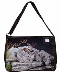 South American Chinchillas Large Black Laptop Shoulder Bag School/College