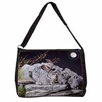 South American Chinchillas Large Black Laptop Shoulder Bag School/College