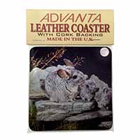 South American Chinchillas Single Leather Photo Coaster