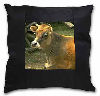 Red Cow Black Satin Feel Scatter Cushion