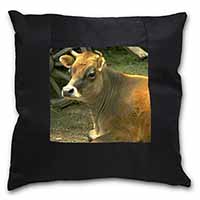 Red Cow Black Satin Feel Scatter Cushion