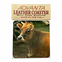 Red Cow Single Leather Photo Coaster