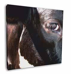 Pretty Fresian Cow Face Square Canvas 12"x12" Wall Art Picture Print