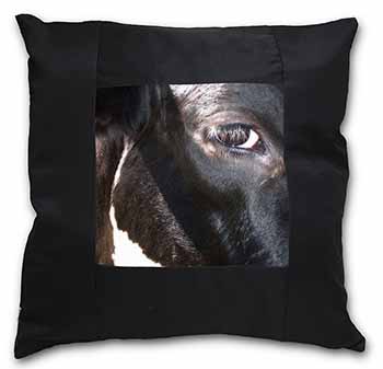 Pretty Fresian Cow Face Black Satin Feel Scatter Cushion