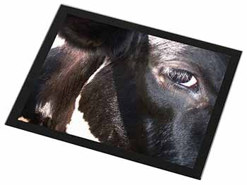 Pretty Fresian Cow Face Black Rim High Quality Glass Placemat