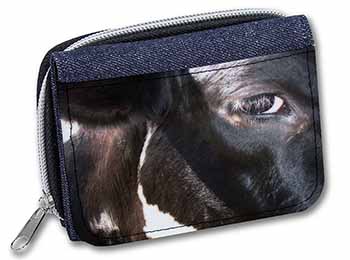 Pretty Fresian Cow Face Unisex Denim Purse Wallet
