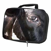 Pretty Fresian Cow Face Black Insulated School Lunch Box/Picnic Bag