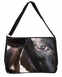 Pretty Fresian Cow Face Large Black Laptop Shoulder Bag School/College