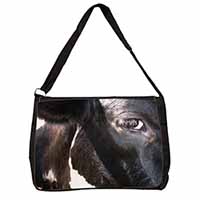 Pretty Fresian Cow Face Large Black Laptop Shoulder Bag School/College