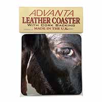 Pretty Fresian Cow Face Single Leather Photo Coaster