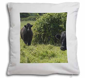 Cute Black Bull Soft White Velvet Feel Scatter Cushion