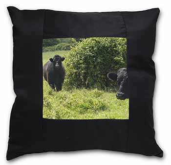 Cute Black Bull Black Satin Feel Scatter Cushion