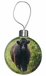 Cute Black Bull Christmas Bauble