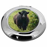 Cute Black Bull Make-Up Round Compact Mirror